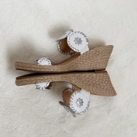 Jack Rogers Lauren Mid Wedge White/Silver 9 - Picture 3 of 7